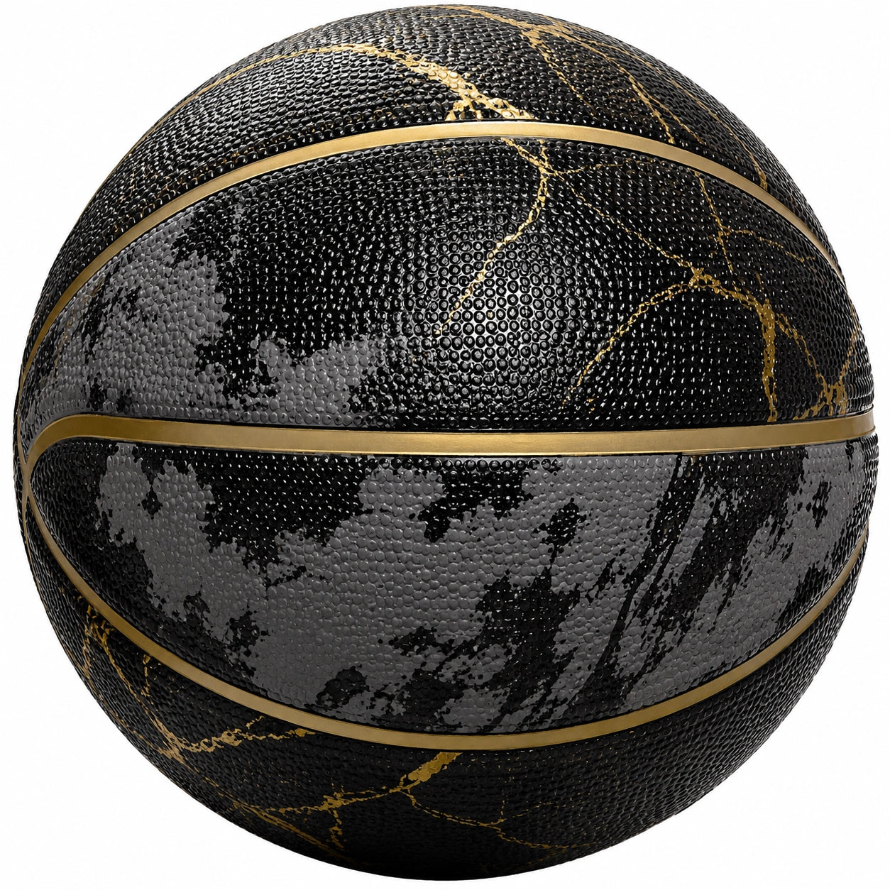 Ballon de basketball marbré noir et doré pour extérieur