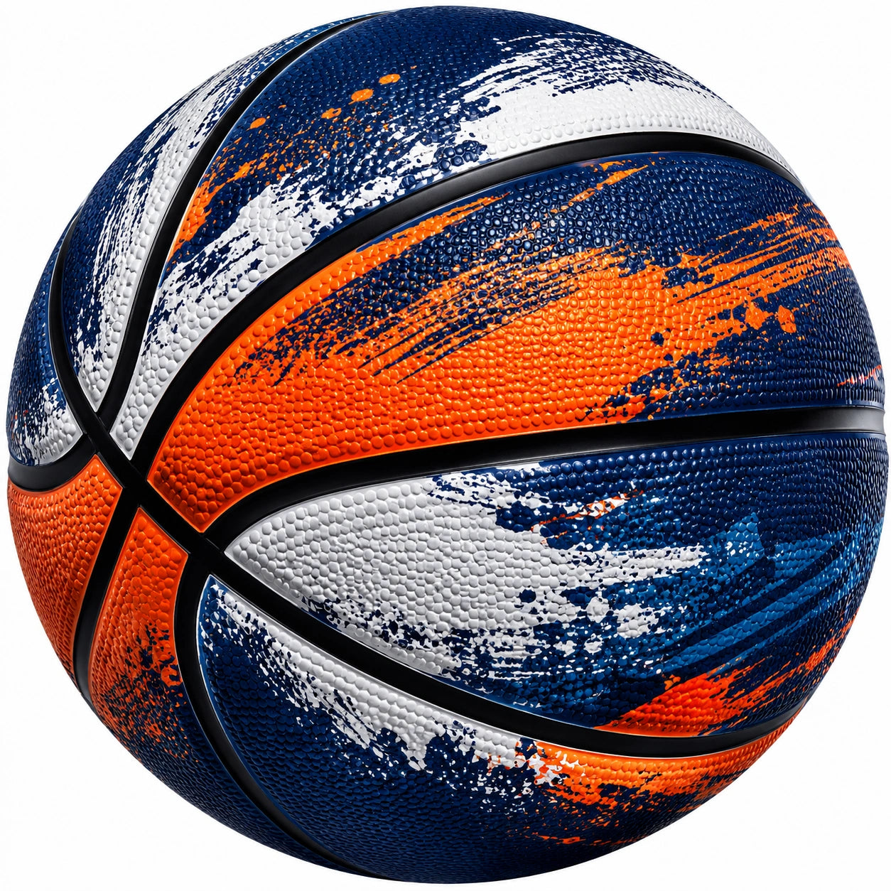 Ballon de basketball extérieur dynamique bleu, blanc et orange