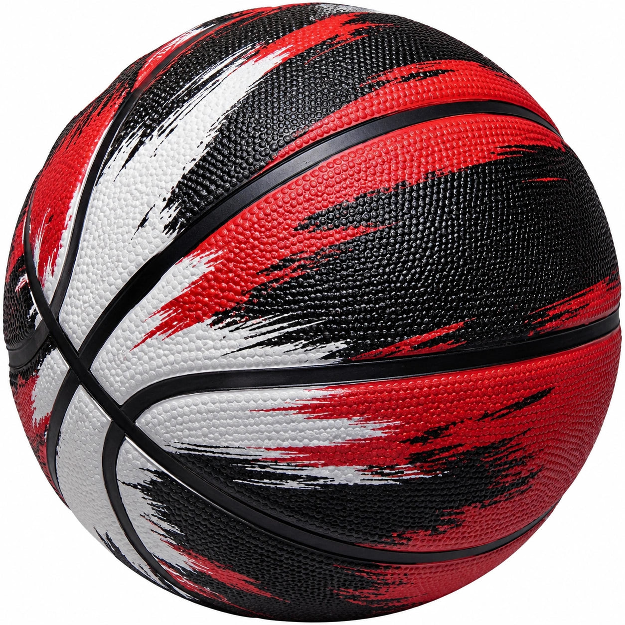 Ballon de basket extérieur avec design urbain rouge, noir et blanc