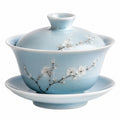 Gaiwan en Porcelaine avec Motif de Fleurs de Prunier Vert