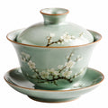 Gaiwan en porcelaine avec motifs floraux peints à la main