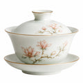 Gaiwan en porcelaine avec motifs de lotus et poissons