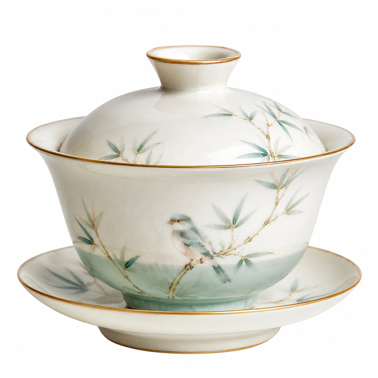Gaiwan Vert avec Bordure Dorée