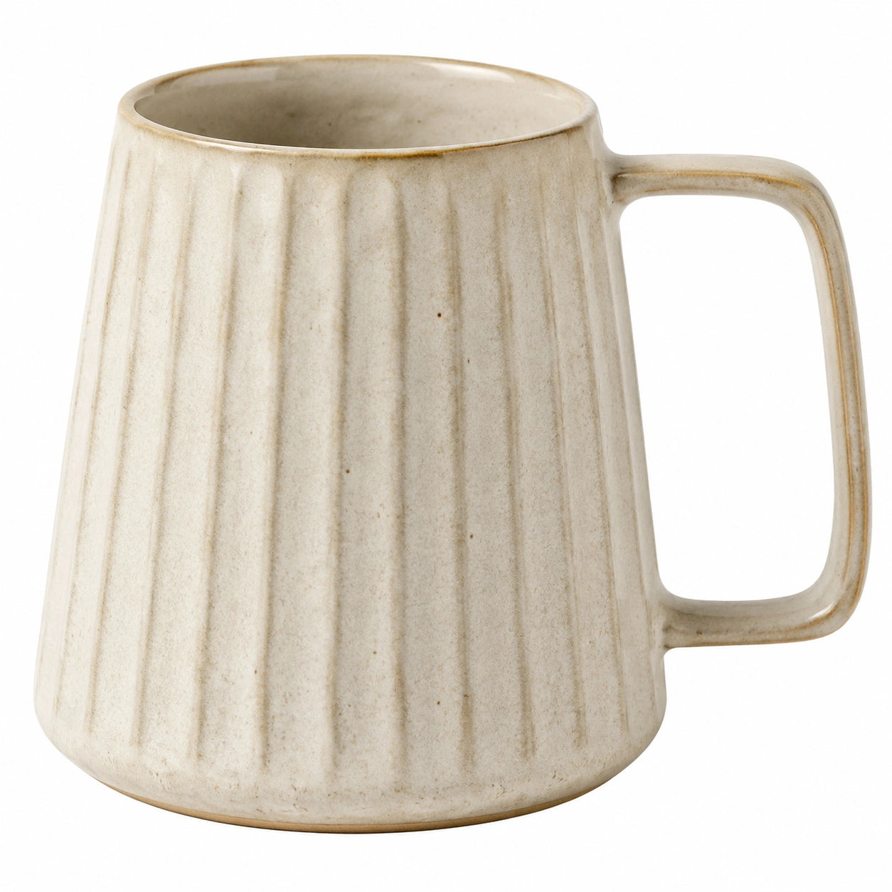 Tasse rainurée en porcelaine beige 350 ml