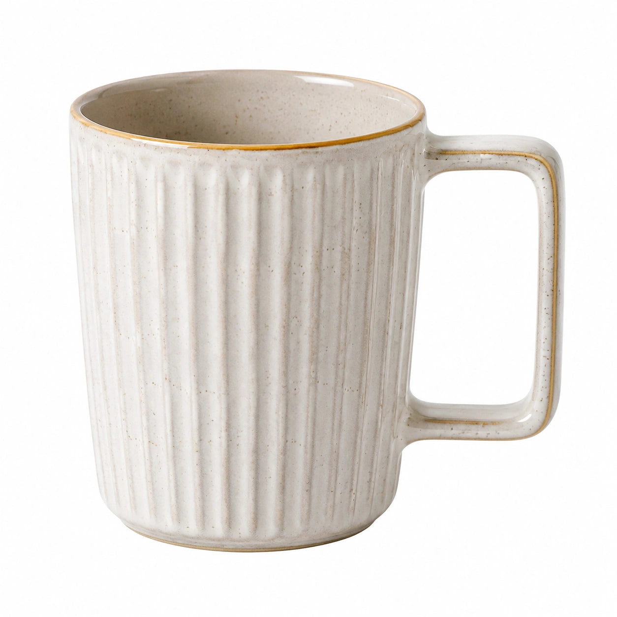 Tasse en céramique côtelée 350 ml vert et beige