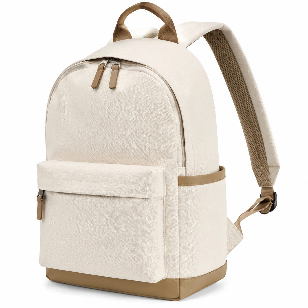 Sac à dos quotidien beige/vert avec poche extérieure
