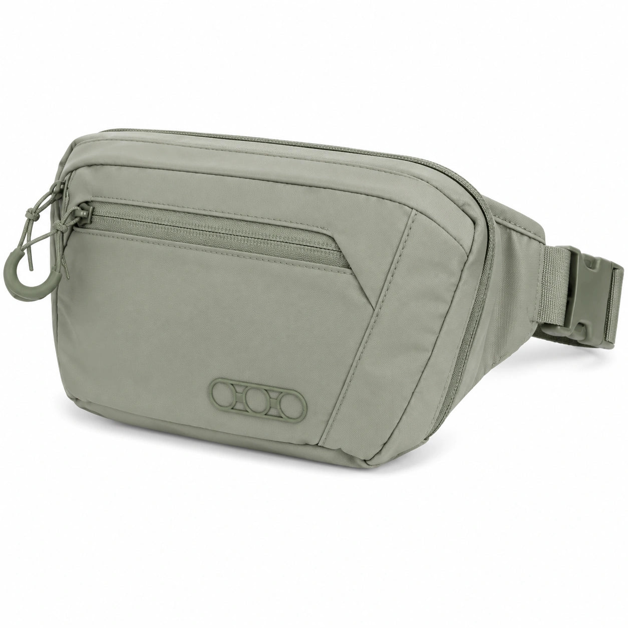 Sac banane unisexe vert armée avec fermeture éclair