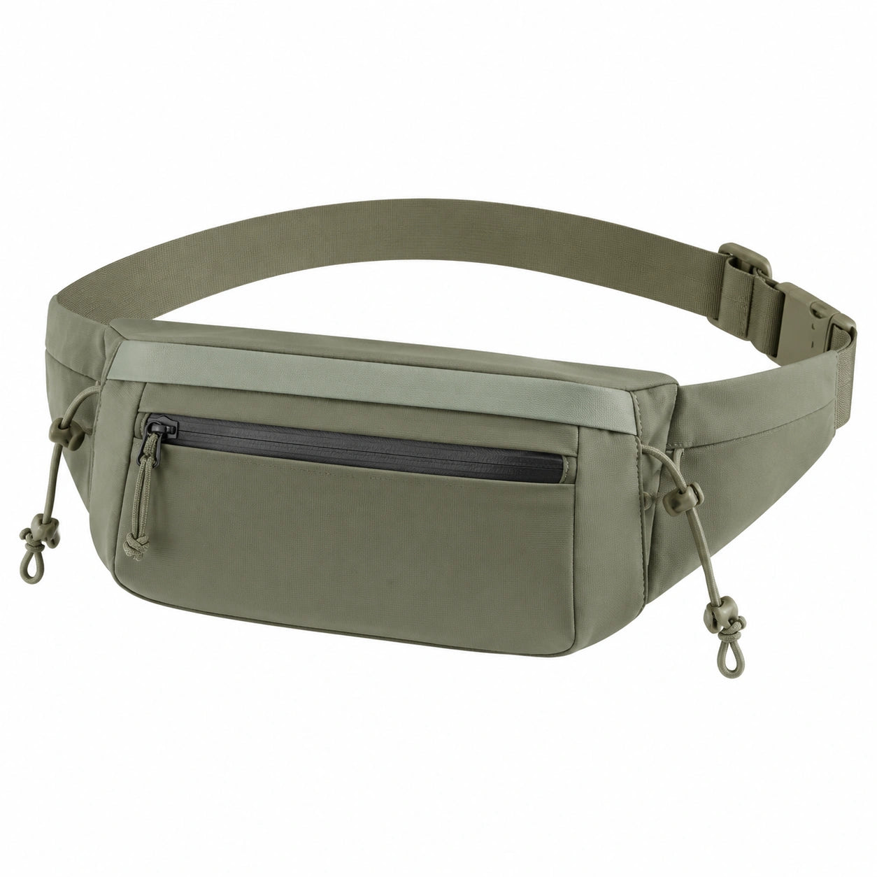 Sac banane unisexe beige minimaliste avec fermeture éclair