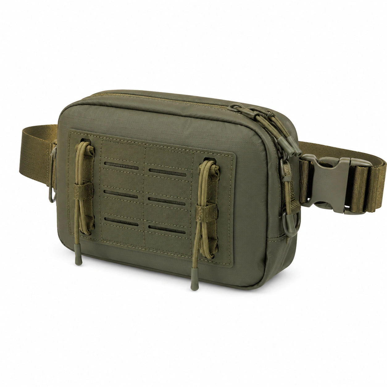 Sac Banane Multi-Poches avec Fermeture Éclair Beige