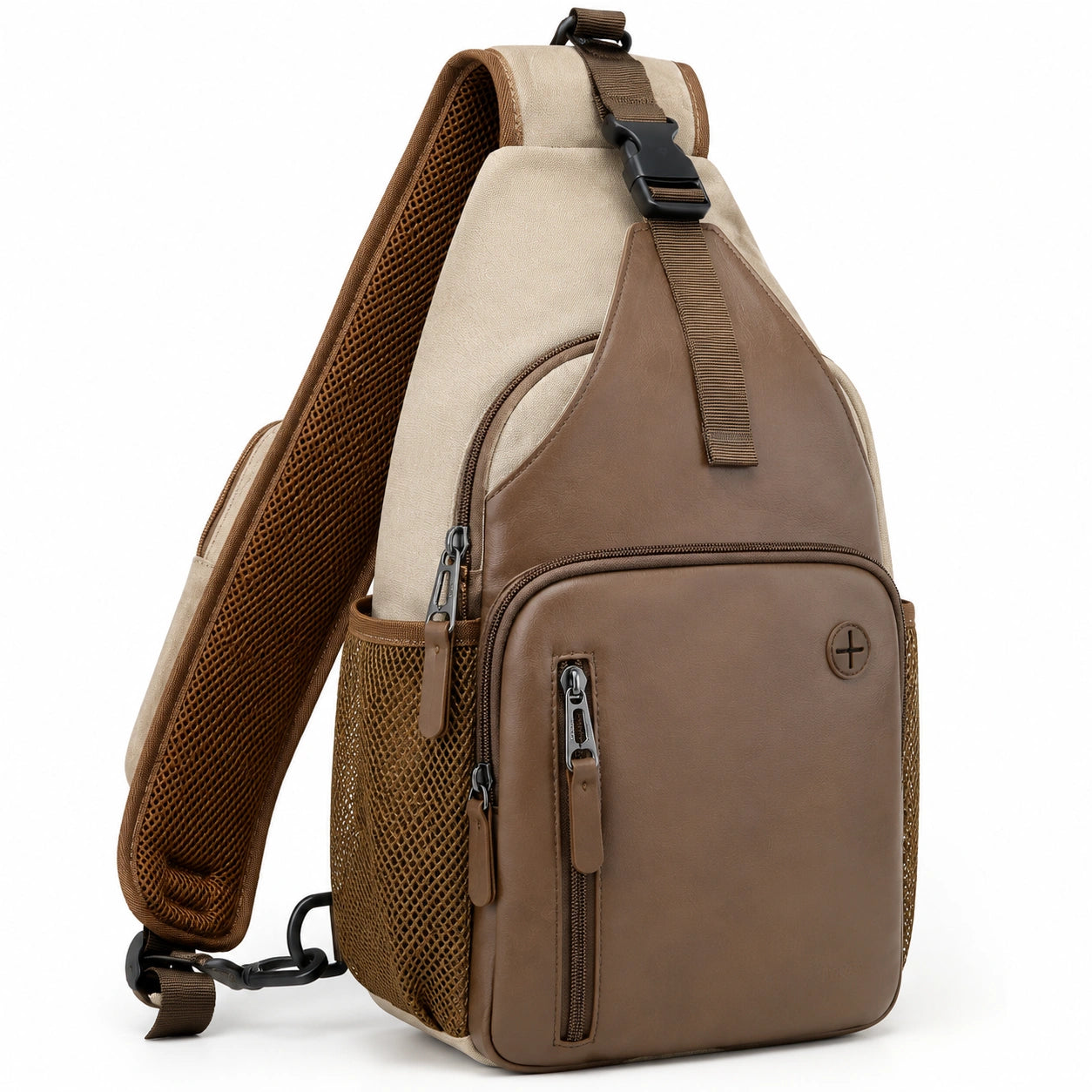 Sac Bandoulière Beige avec Compartiment Zippé