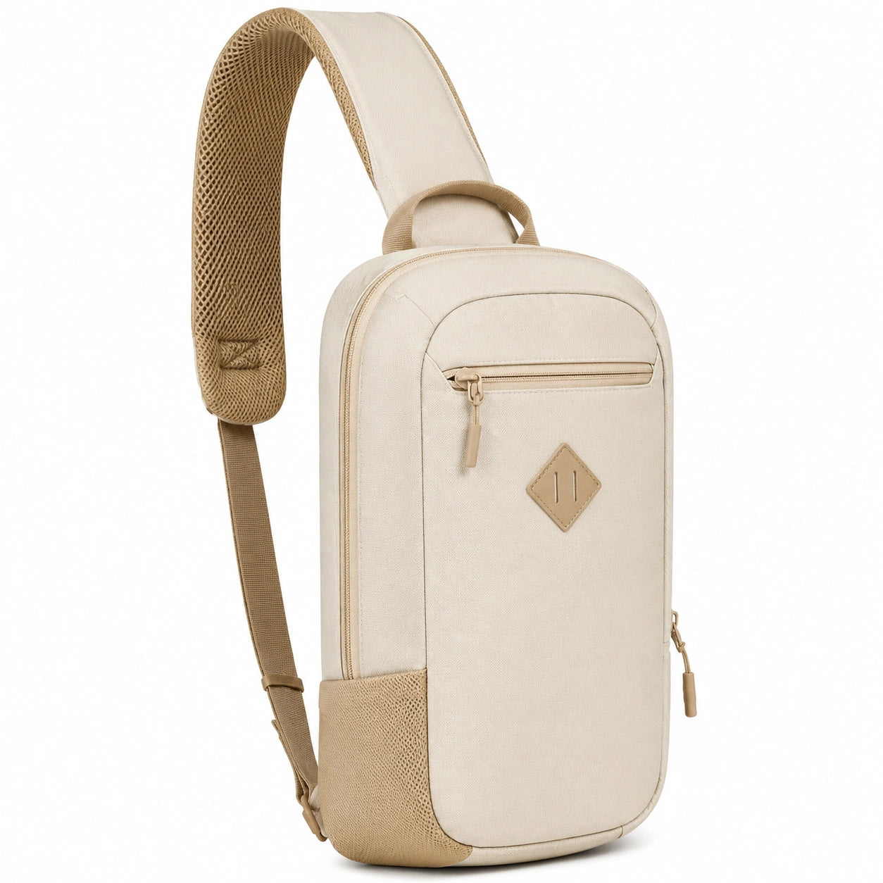 Sac à dos bandoulière unisexe beige et vert kaki multifonction