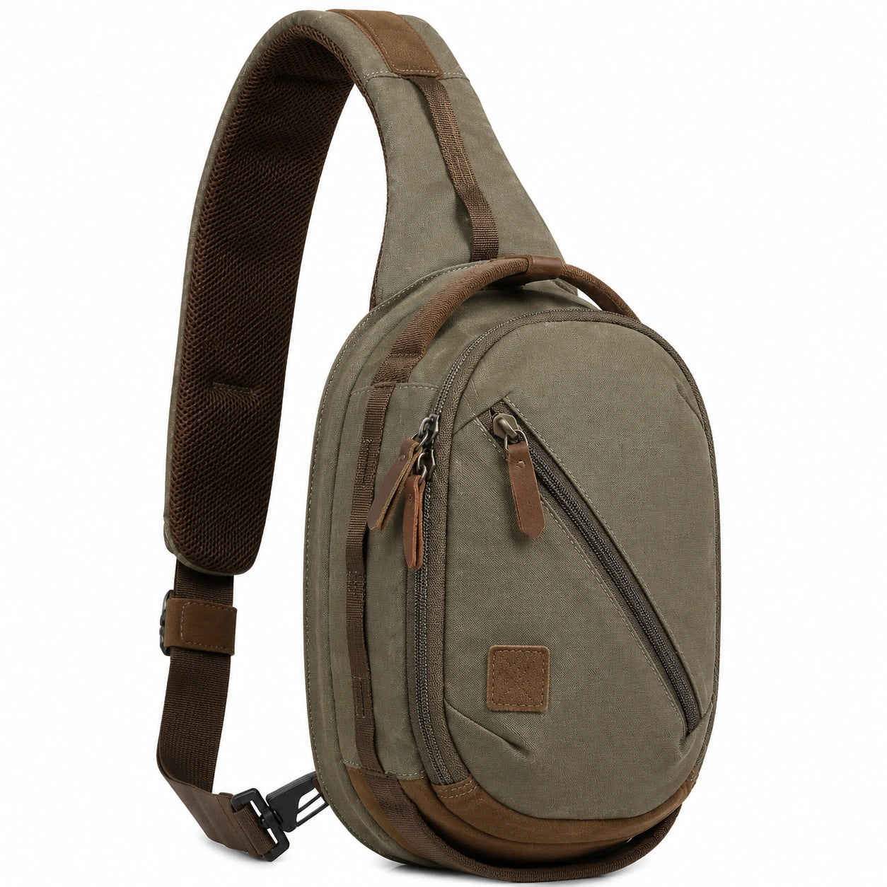 Sac à bandoulière beige avec fermetures éclair dorées