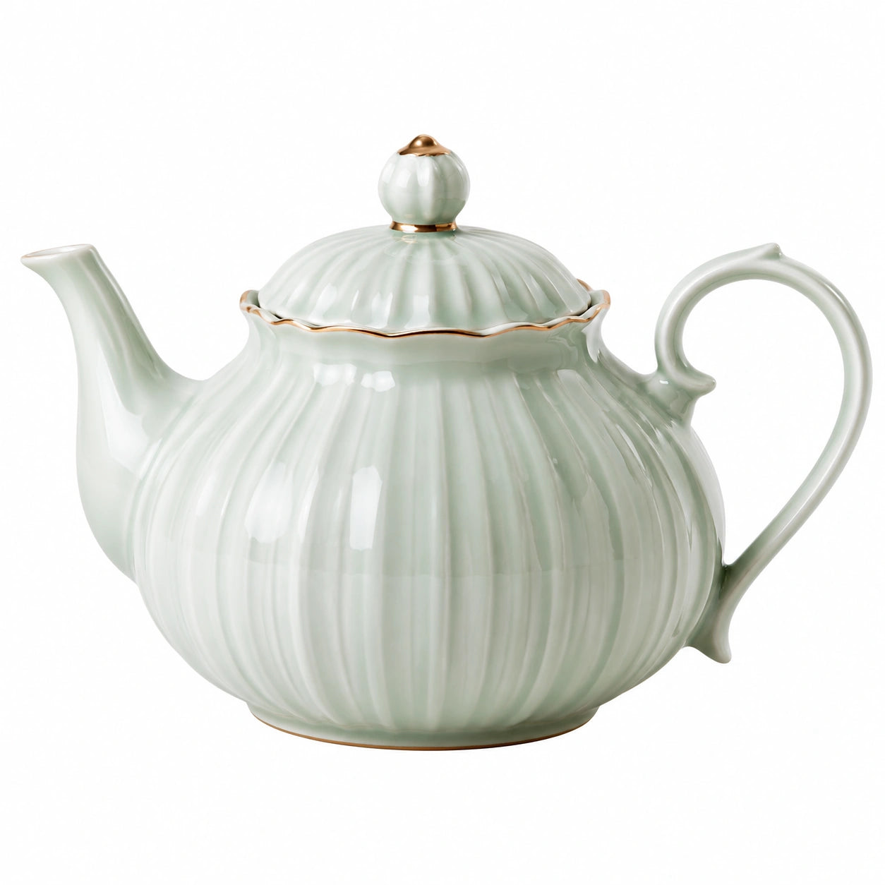 Théière en Céramique Classique Vert et Doré 800 ml