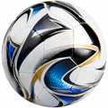 Ballon de football graphique taille 5 blanc, bleu, noir et or