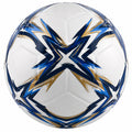 Ballon de football taille 5 avec motifs bleus et dorés