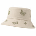 Chapeau seau beige avec broderies de papillons