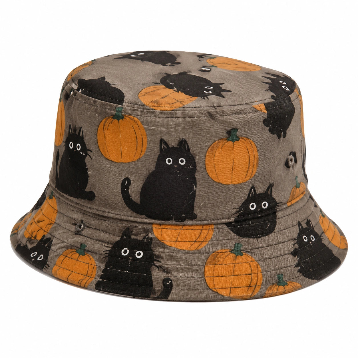 Chapeau Bob Halloween Chat Noir et Citrouille