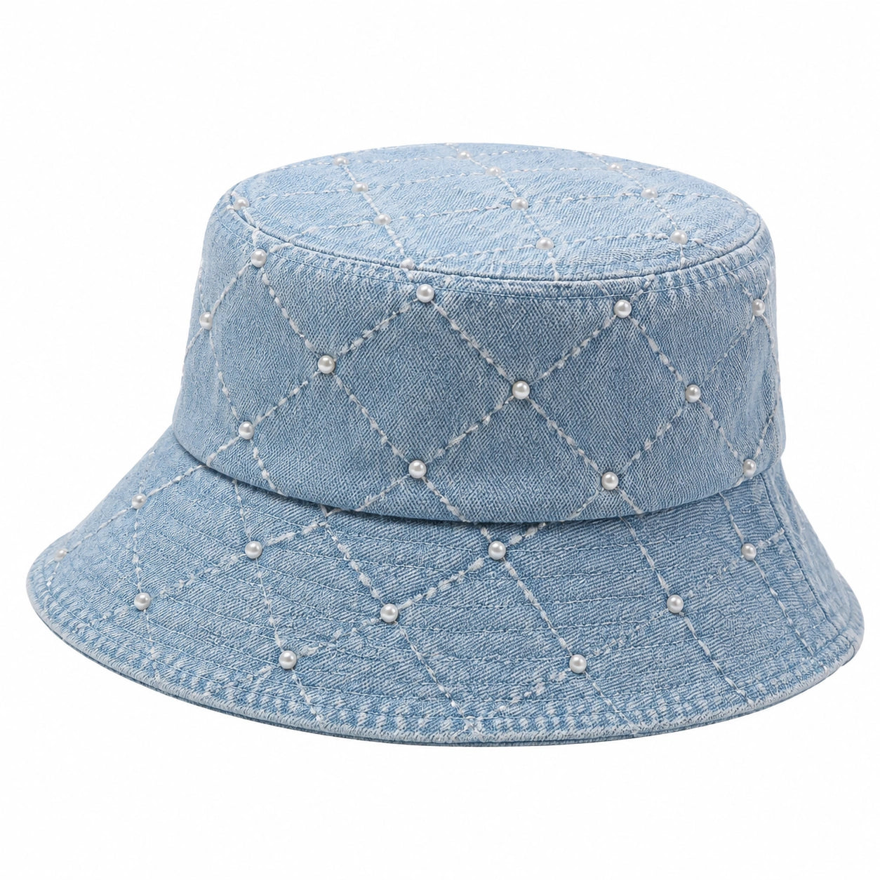 Chapeau Bob Bleu en Jean avec Perles