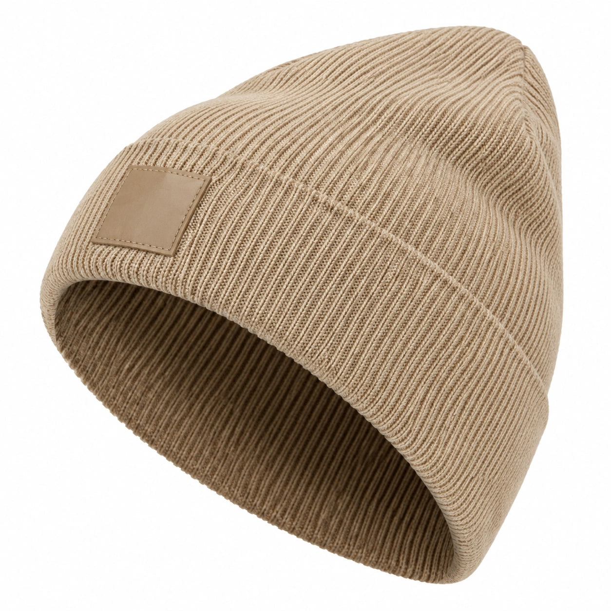 Bonnet côtelé unisexe beige