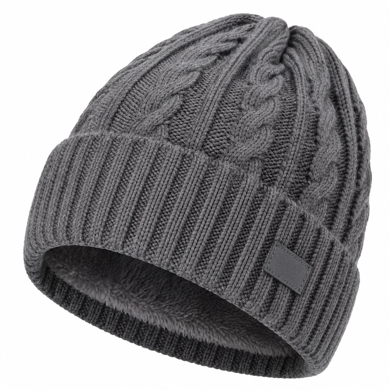 Bonnet en tricot torsadé gris pour adulte