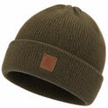 Bonnet en tricot vert olive avec revers