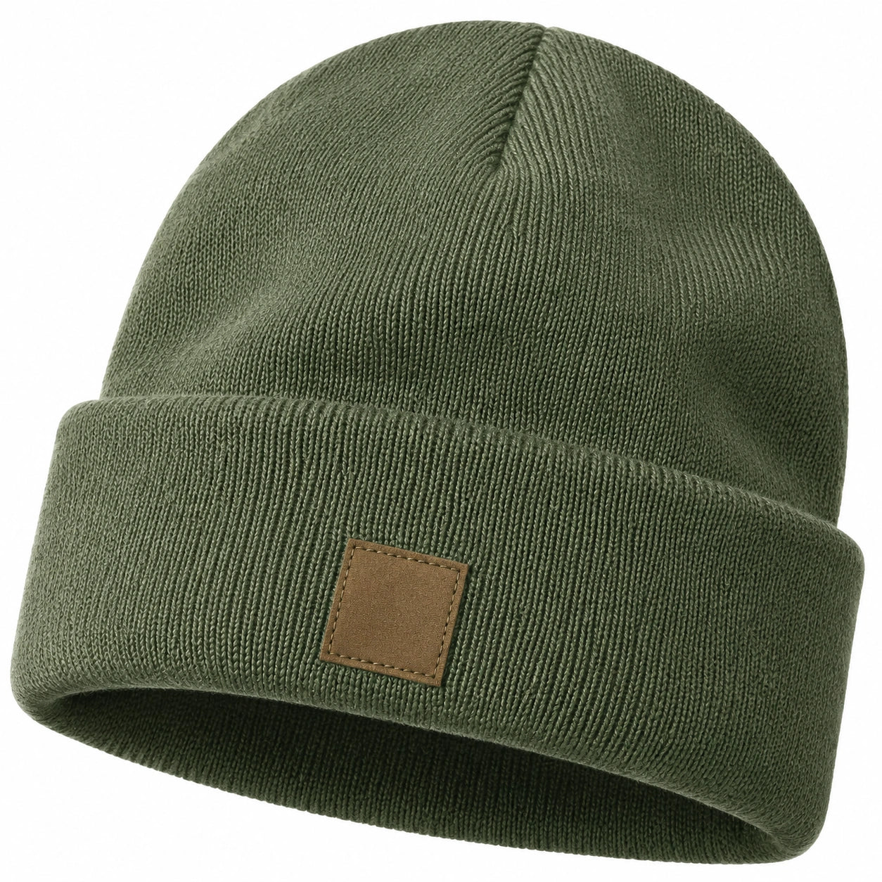 Bonnet en tricot unisexe vert olive