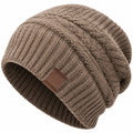 Bonnet en tricot torsadé d'hiver - Brun