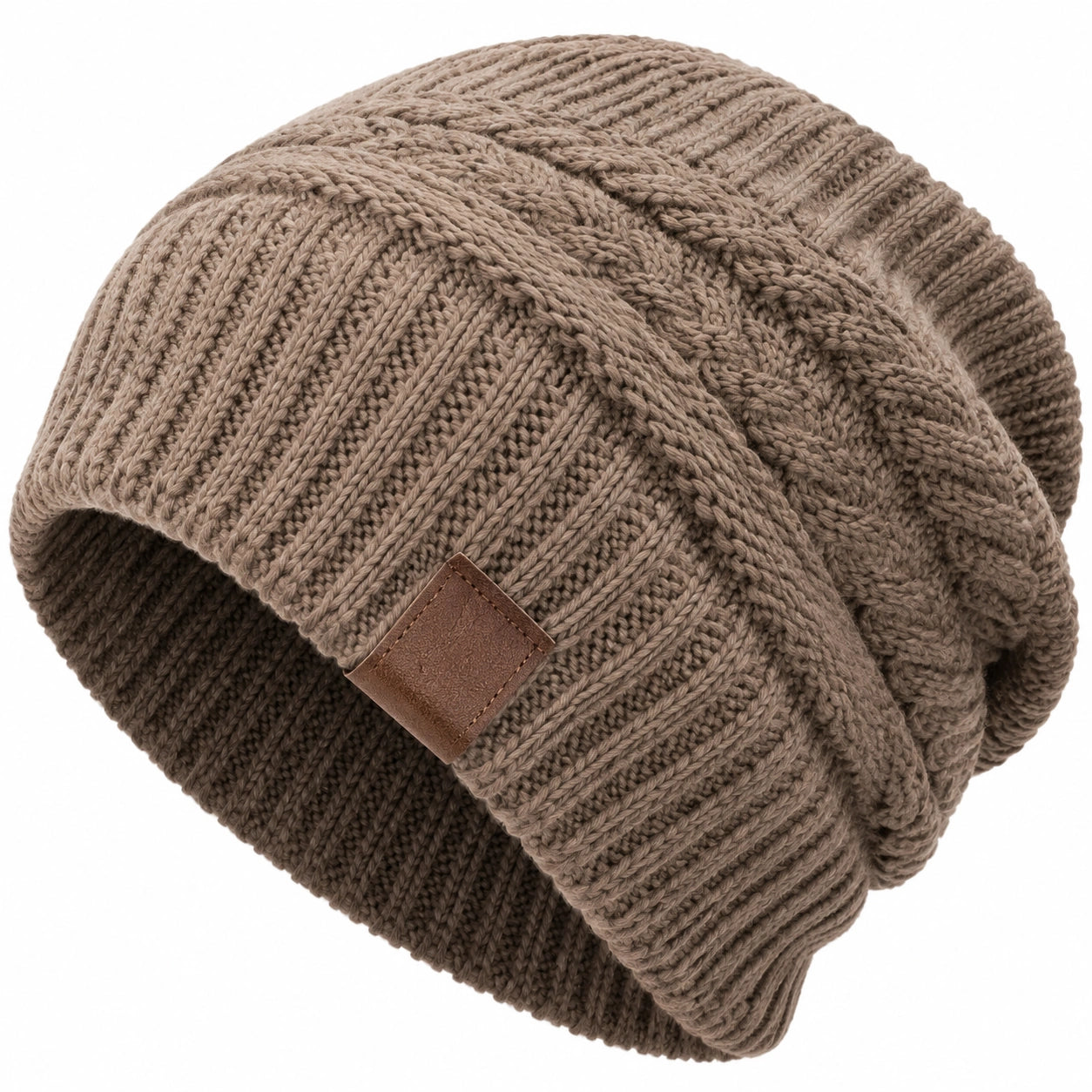 Bonnet en tricot torsadé d'hiver - Brun