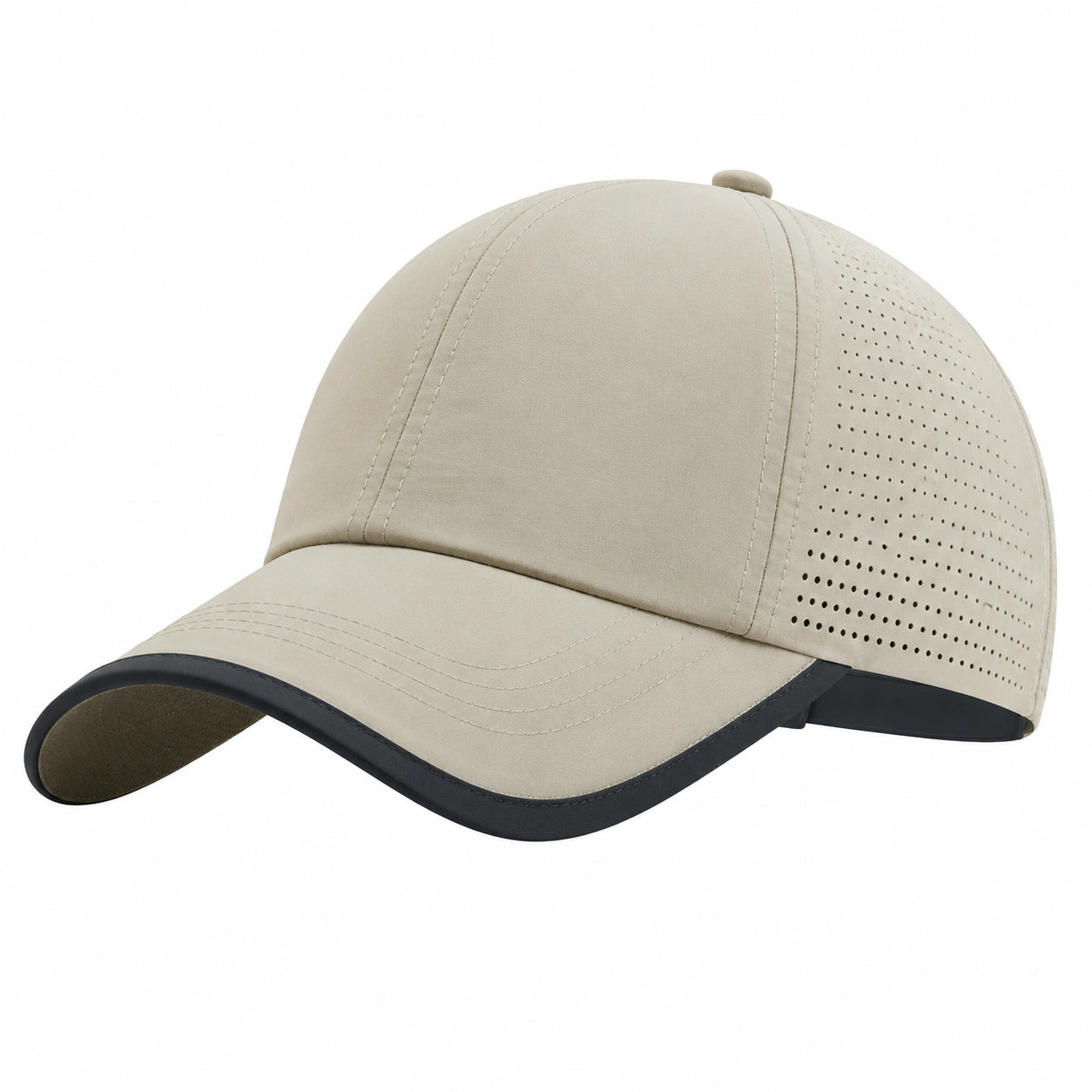 Casquette de Baseball Beige avec Visière Noire Respirante
