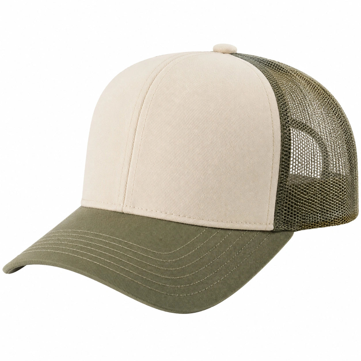 Casquette Trucker Réglable Beige et Olive