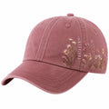 Casquette brodée de fleurs en rose