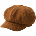 Casquette Gavroche Marron en Velours Côtelé