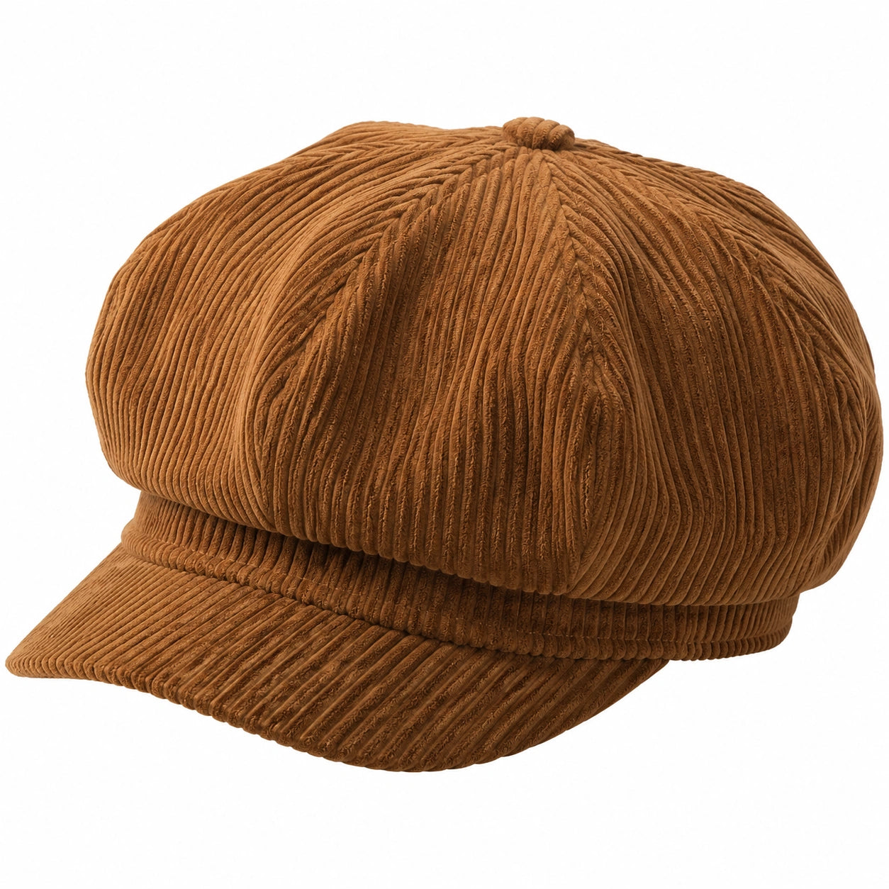 Casquette Gavroche Marron en Velours Côtelé