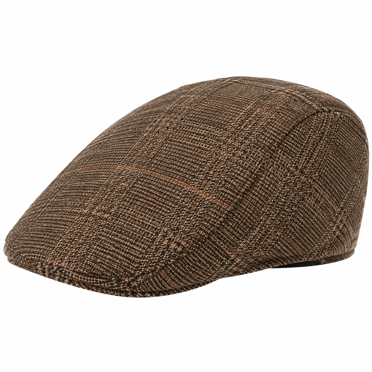 Casquette plate à carreaux marron pour adultes