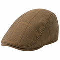 Casquette plate à carreaux marron classique