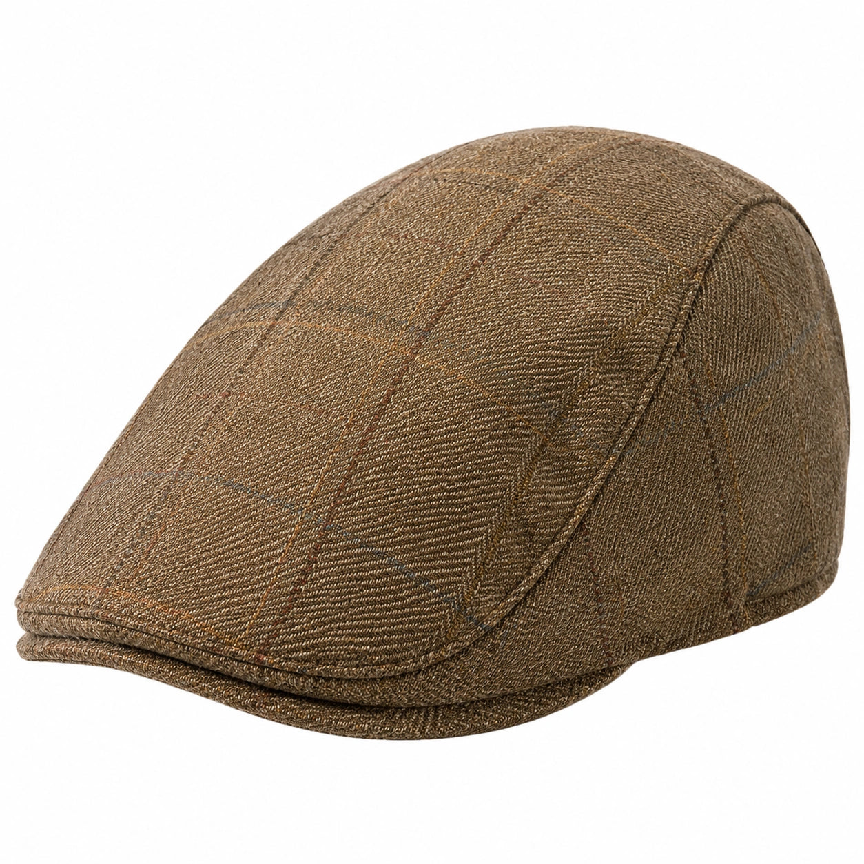 Casquette plate à carreaux marron classique