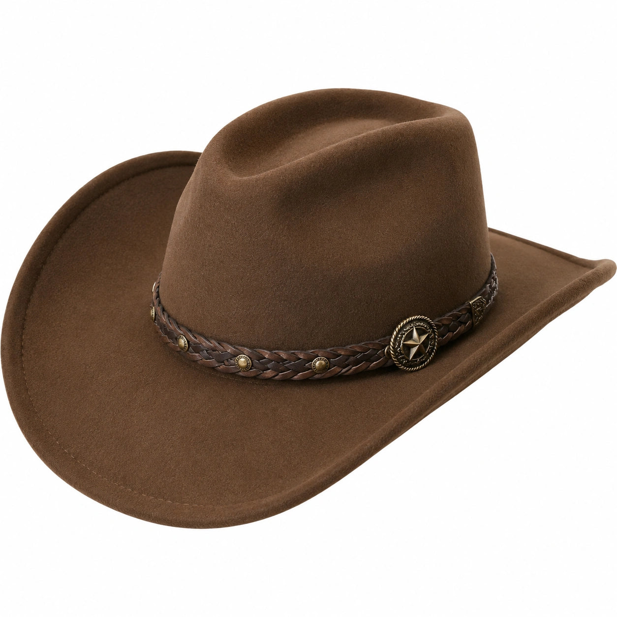 Chapeau de Cowboy Classique Marron avec Ceinture Décorative