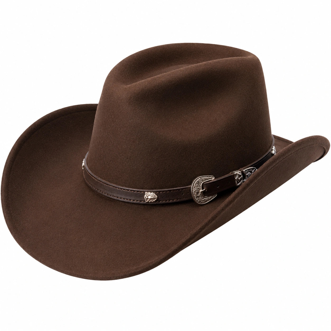 Chapeau de Cowboy en Feutre avec Ornements Étoiles Brun