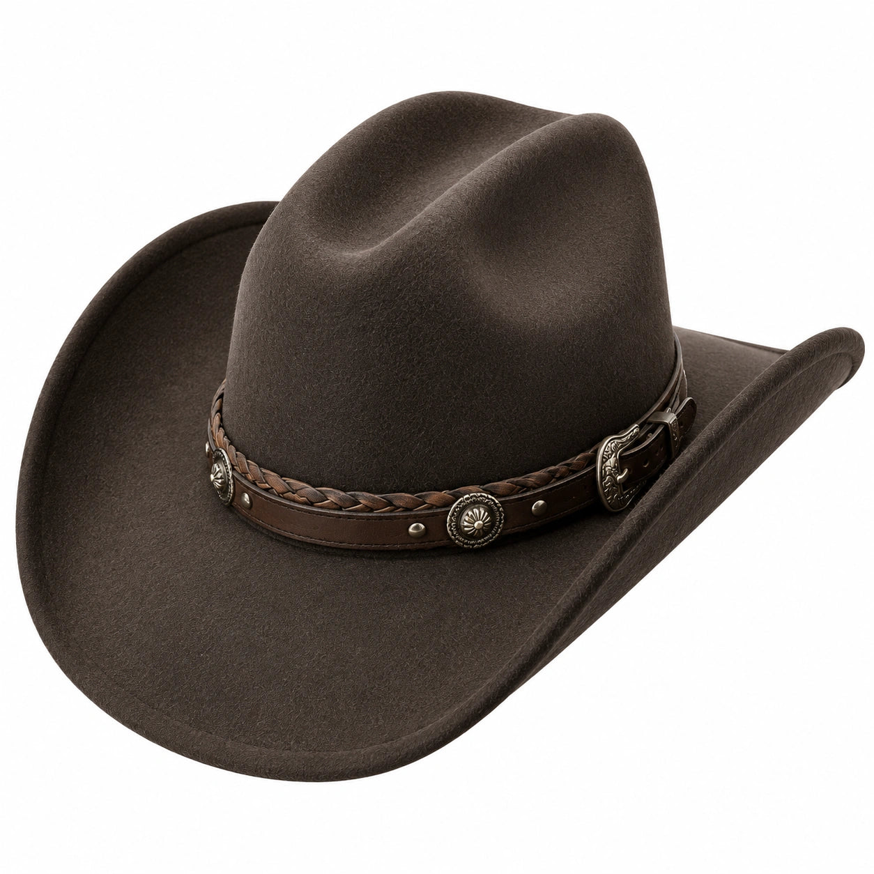 Chapeau Cowboy Vintage avec Détails Tressés - Marron